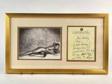 Framed Josephine Baker Photograph with Printed Letter, Savory Hotel London