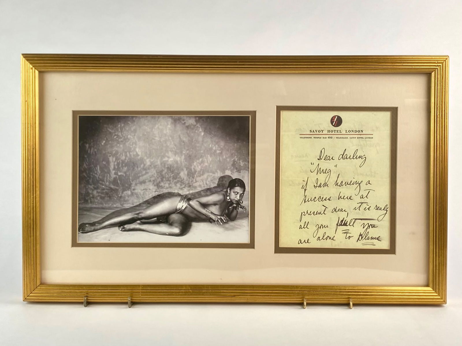 Framed Josephine Baker Photograph with Printed Letter, Savory Hotel London (1 of 11)