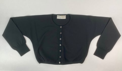 Dolce & Gabbana Black Long Sleeve Cropped Knit Cardigan