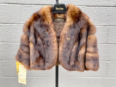 Vintage Sable Fur Cropped Cape Jacket by Furby Kreitz Detroit
