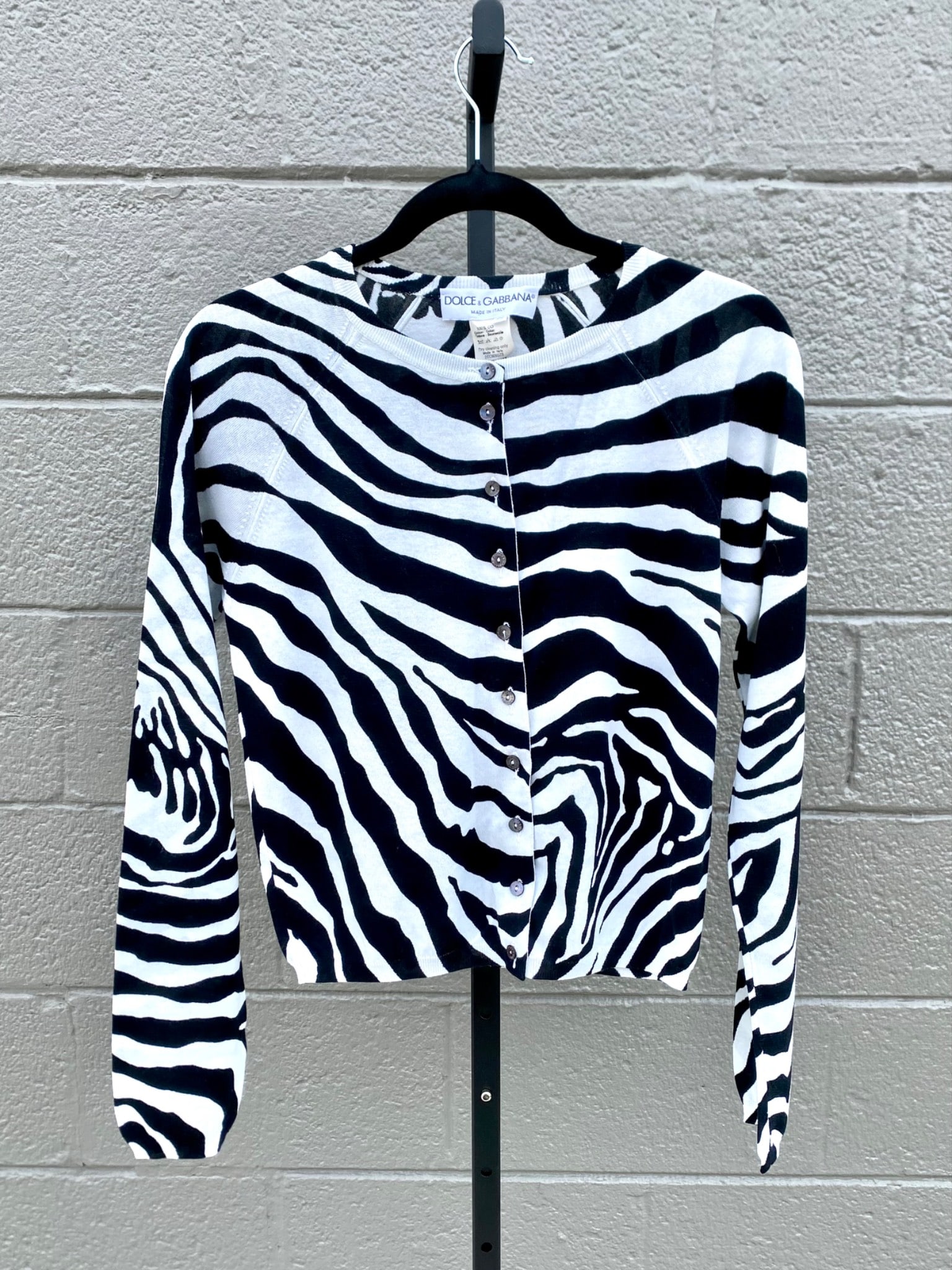 Dolce & Gabbana Zebra Print Cotton Cardigan, Size 44 (1 of 12)