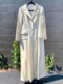 Mondi Long Champagne Silk Blend Coat with Tags, Size 40