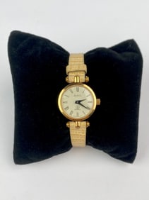 Gucci Womens Gold-Tone Quartz Watch with Lizard Strap