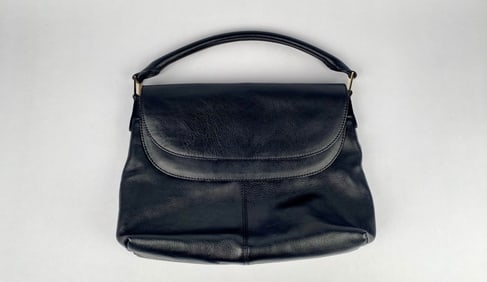 Halogen Genuine Leather Black Handbag