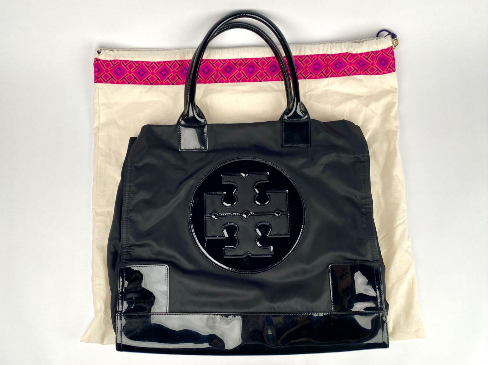 Tory Burch Black Nylon and Patent Leather Tote Bag with Dust Bag (1 of 12)