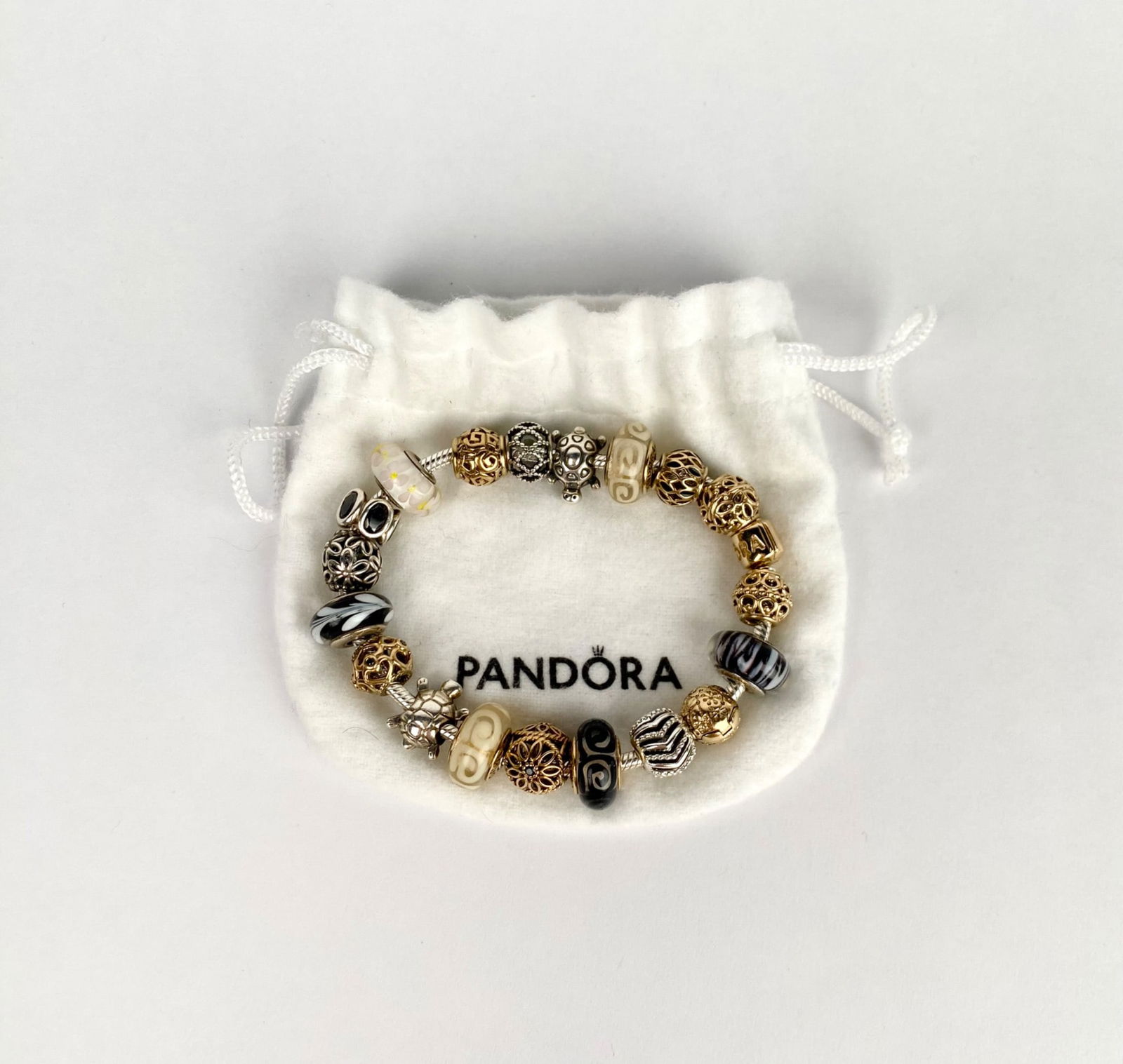 Pandora Sterling Silver and 14K Gold Charm Bracelet with 19 Charms (1 of 11)