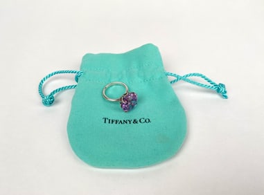 Tiffany & Co. Sterling Silver and Amethyst Ring with Original Pouch