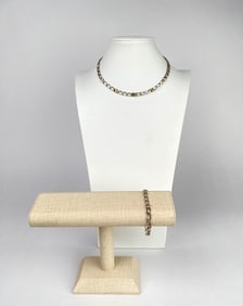 Tiffany & Co. Sterling Silver and 18K Gold Necklace and Bracelet Set
