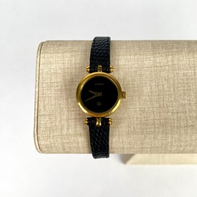 Vintage Gucci 300L Womens Quartz Watch with Black Lizard Strap