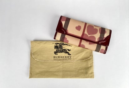 Burberry Heart Check Canvas Wallet with Dust Bag