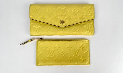 Louis Vuitton Yellow Empreinte Wallet and Zippered Coin Pouch
