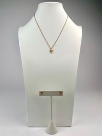 Stamper 10K Gold Heart Necklace and Earrings Set