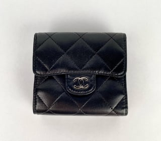 Chanel Black Quilted Leather Coin Wallet