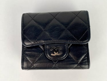 Chanel Black Quilted Leather Coin Wallet