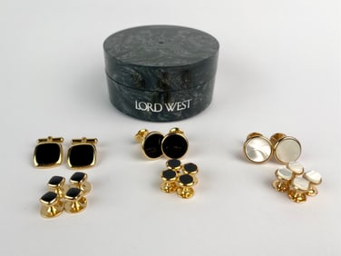 Lord West Tuxedo Cufflink and Stud Sets in Onyx and Mother-of-Pearl