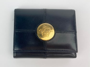 Gianni Versace Black Leather Medusa Wallet