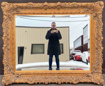 Large Ornate Gold Gilt Mirror with Intricate Carved Frame