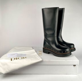 Dior Black Calfskin Diorquake Boots with Box and Dust Bags (Size 38)