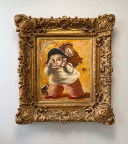 Oil Painting on Canvas with Ornate Giltwood Frame Signed Kanchik