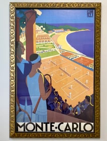 Framed Monte-Carlo Tennis Poster after Rodger Broders