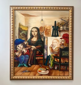 Large Oil Painting on Canvas in Gold Frame, Signed Kanchik