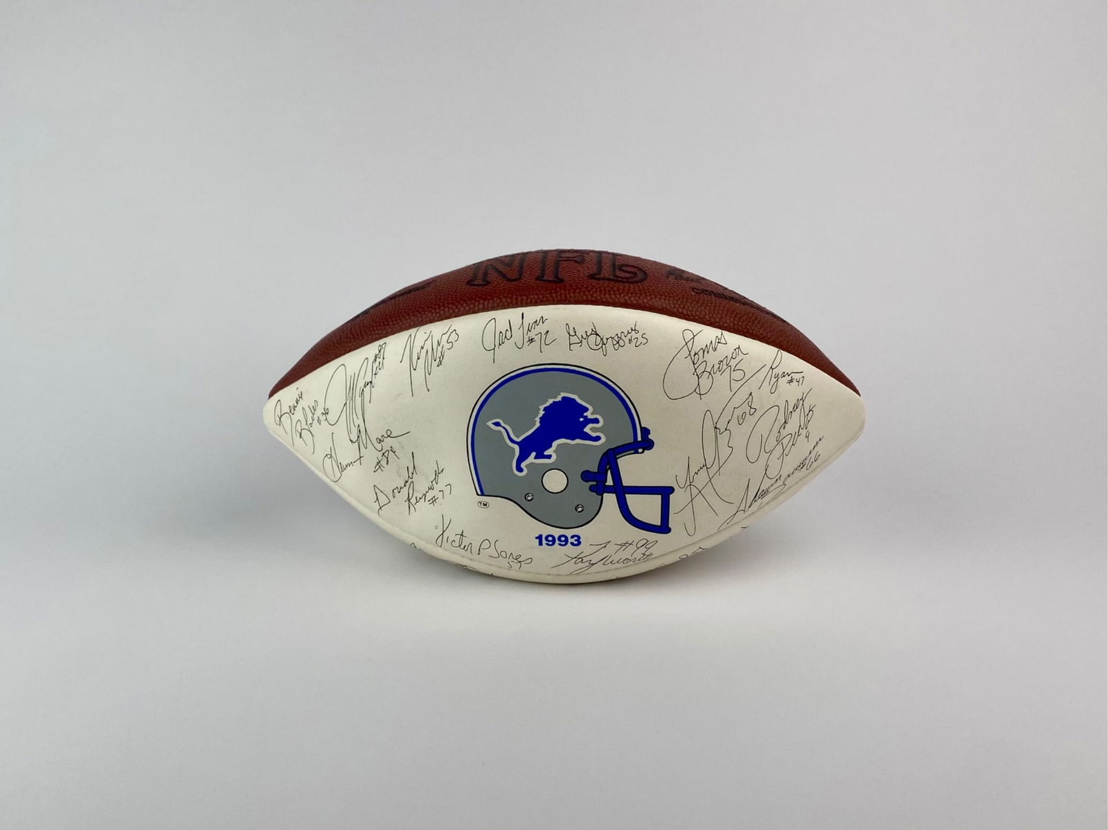 1993 Detroit Lions Team-Issued Printed-Signature Football (1 of 12)