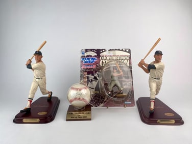 Carl Yastrzemski Signed Baseball and Figurine Collection