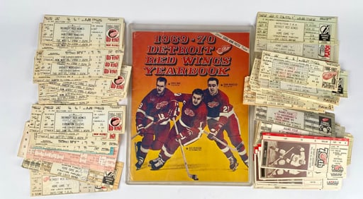 1969-70 Detroit Red Wings Yearbook and Assorted Tickets Collection