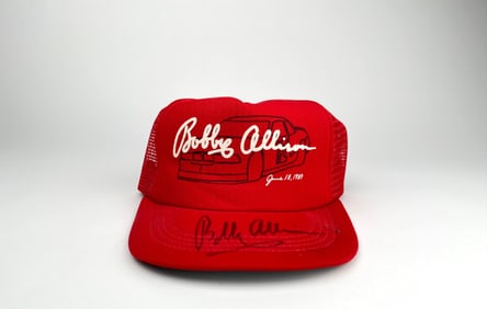 Red Mesh Hat Signed by Bobby Allison