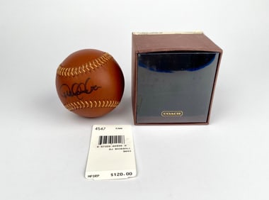 Coach Leather Baseball With Original Box Signed by Derek Jeter