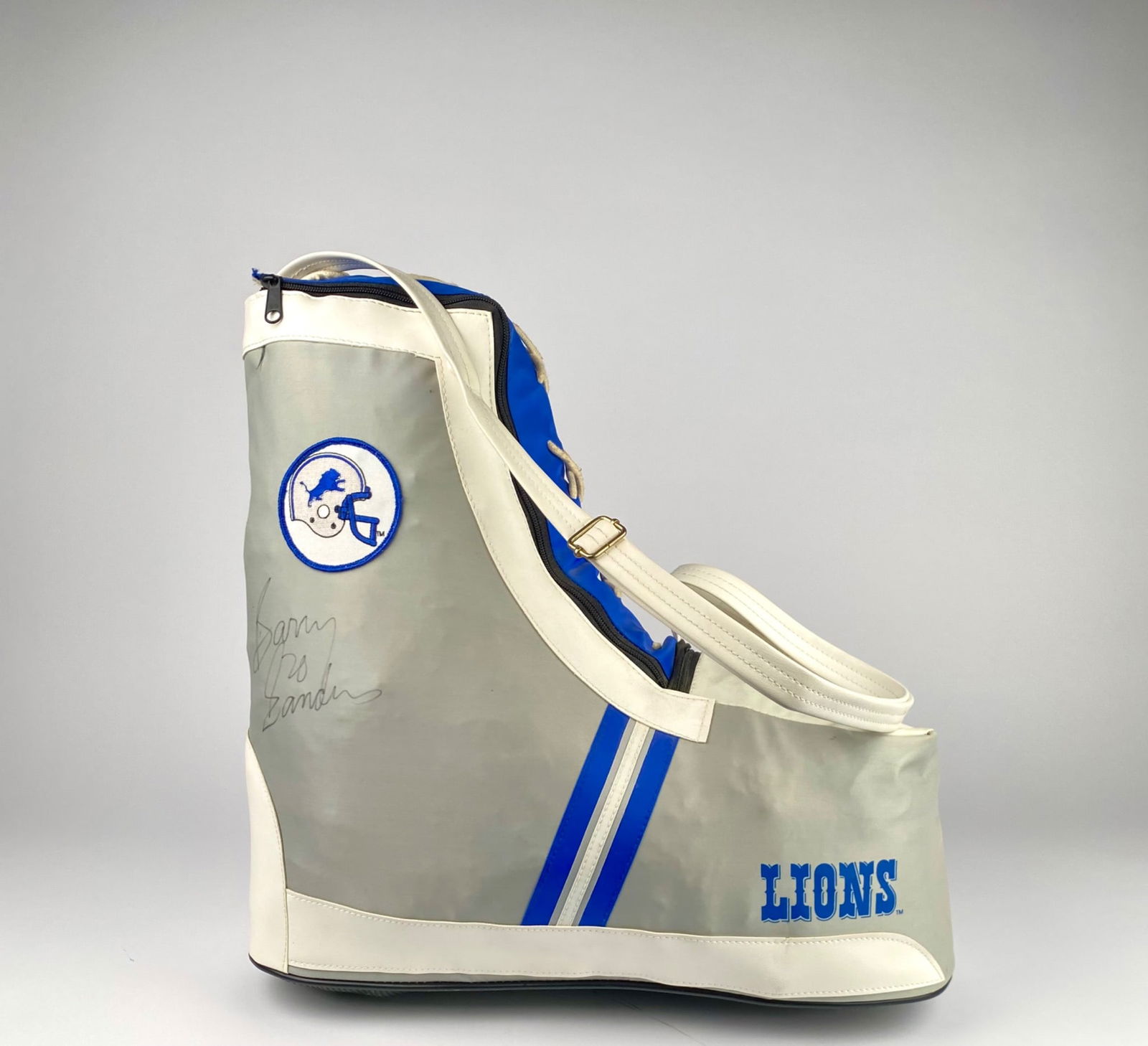 Detroit Lions Boot-Shaped Bag Signed by Barry Sanders (1 of 10)
