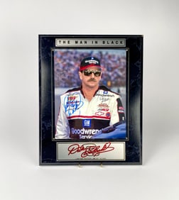 Dale Earnhardt The Man in Black Autographed Plaque