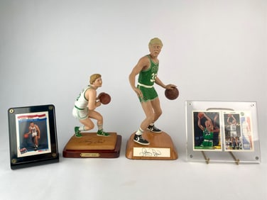 Larry Bird Figurines and Signed Card Set