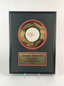 Smokey Robinson Signed Gold Record Display