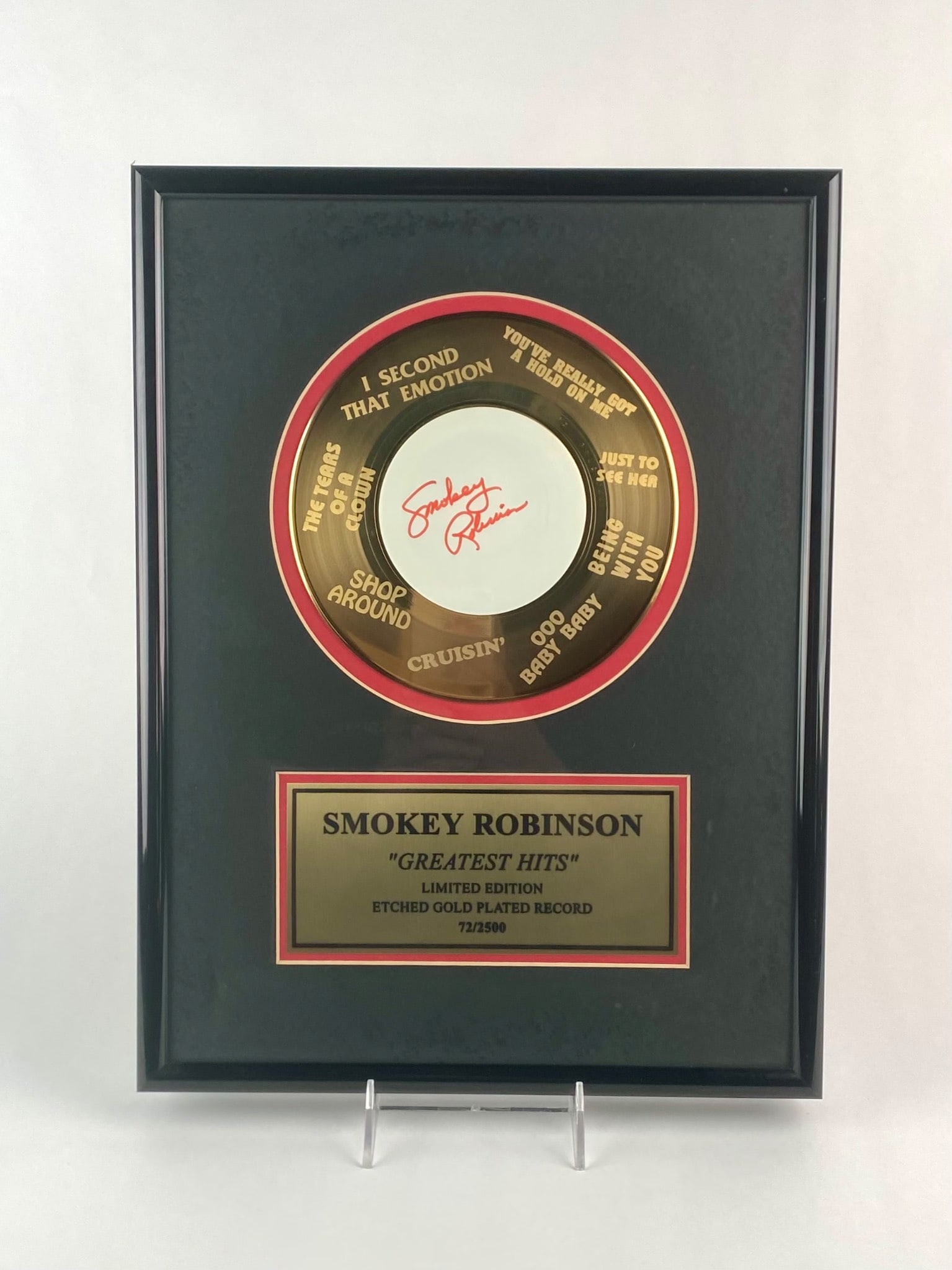 Smokey Robinson Signed Gold Record Display (1 of 6)