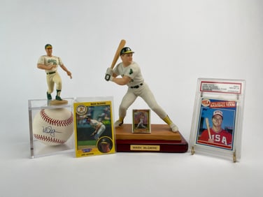 Mark McGwire Signed Ball, PSA Rookie Card & Figurine Set