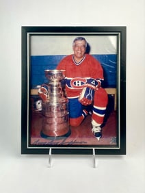 Framed Bernie Boom Boom Geoffrion Signed Photo with Stanley Cup