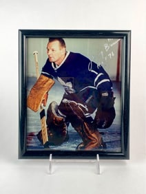 Framed Toronto Maple Leafs Photo Signed by Johnny Bower