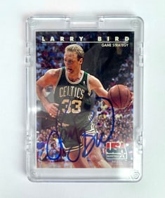 1992 SkyBox USA Basketball Larry Bird Signed Trading Card in Case