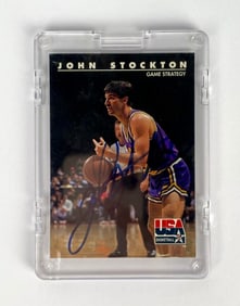 1992 SkyBox John Stockton Autographed Card in Protective Case