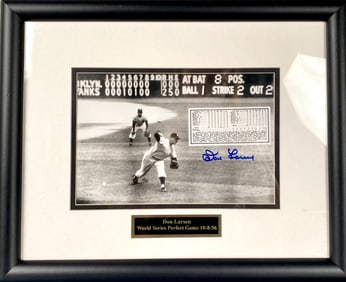 Don Larsen Signed 1956 World Series Perfect Game Photo With COA