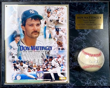 Don Mattingly Signed Baseball and Plaque Display, Limited Edition