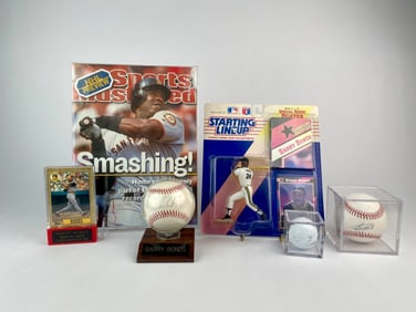 Barry Bonds Memorabilia Collection Featuring Signed Balls, Signed Rookie Card and Collectibles
