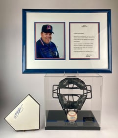 1999 Tigers Stadium Last Rumble Umpires Signed Display with Game-Used Mask and Baseball (COA)