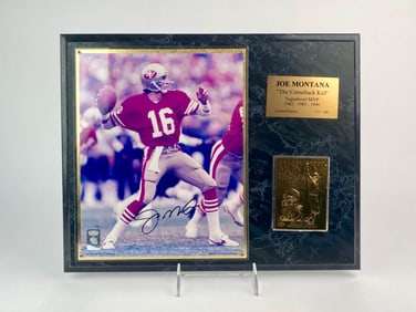 Joe Montana Signed Framed Display with Upper Deck Collector Card