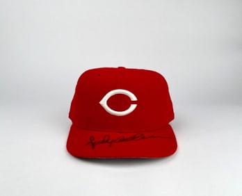 Red Cincinnati Reds Hat Signed by Sparky Anderson