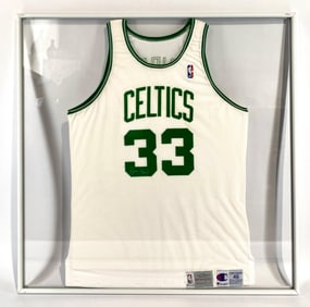 Larry Bird Boston Celtics Signed Jersey in Framed Display Case