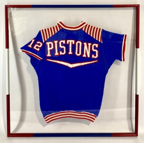 Detroit Pistons Vintage Basketball Warm-Up Shirt in Display Frame