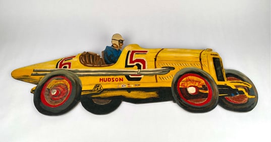 Vintage Hudson Race Car Cardboard Cutout, No. 5