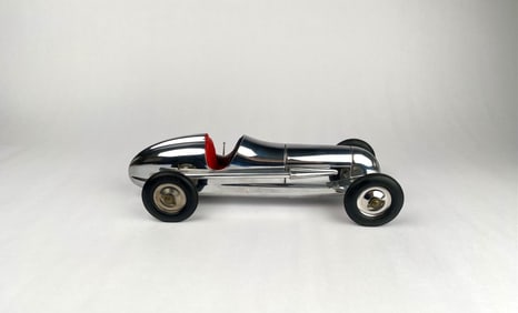 Modern Reproduction Indianapolis-Style Chrome Tether Car Model With Box